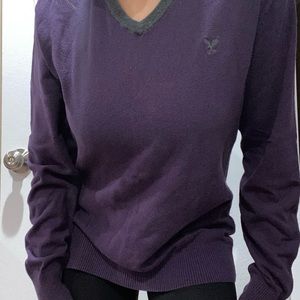 American Eagle Outfitters Mens Medium Purple Sweater with V-neck